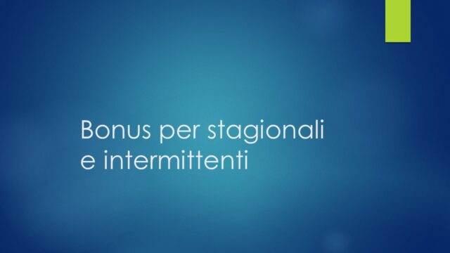Bonus per stagionali